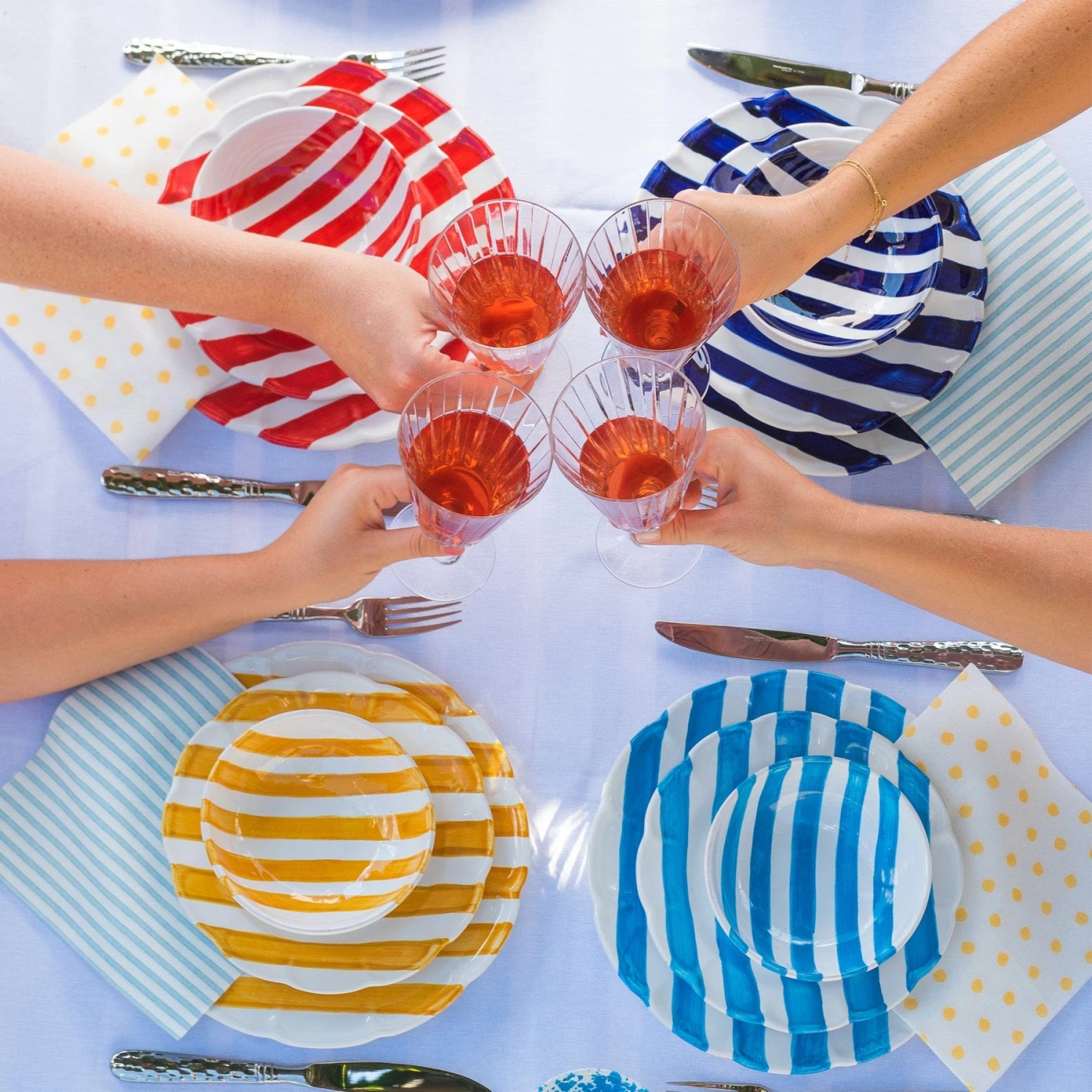 Amalfitana Aqua Stripe Dinner Plate 3 Amalfitana Aqua Stripe Dinner Plate - Image 3