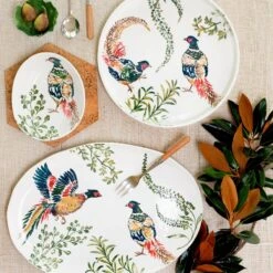 Fauna Pheasants Handled Round Tray 8 Fauna Pheasants Handled Round Tray -Vietri FAU 9722 LSALT 2 1800x1800