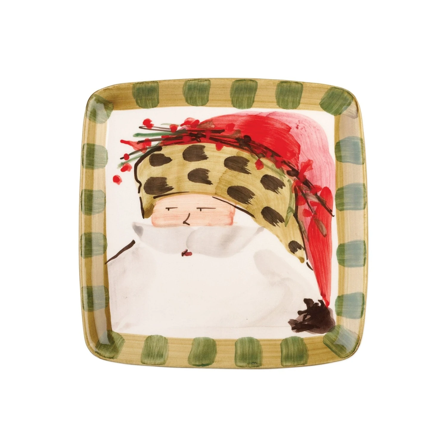 Old St. Nick Square Salad Plate - Animal Hat 1 Old St. Nick Square Salad Plate - Animal Hat