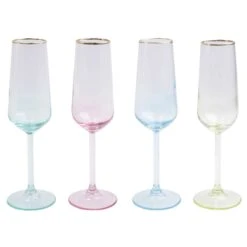 Rainbow Assorted Champagne Flutes - Set Of 4