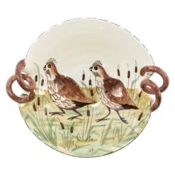 Wildlife Quail Handled Scallop Bowl