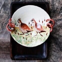 Wildlife Quail Handled Scallop Bowl -Vietri WDL 78052 LSALT 5 1800x1800